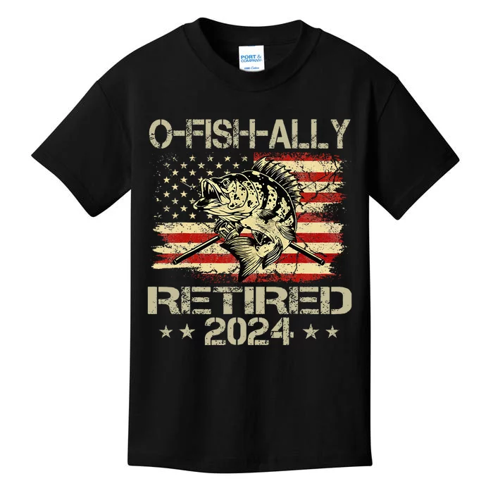 Retirement 2024 Fisherman OFishAlly Retired 2024 Kids T-Shirt