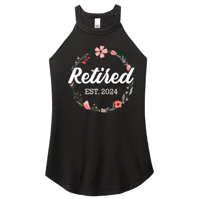 Retired 2024 floral with flowers for grandma in retirement Women’s Perfect Tri Rocker Tank