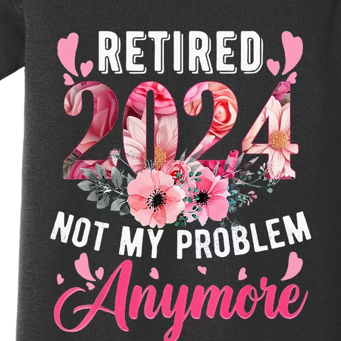 Retired 2024 Funny Retirement Gifts For 2023 Floral Baby Bodysuit