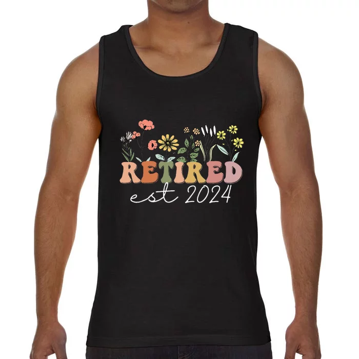 Retired 2024 Funny Retirement For 2024 Wildflower Comfort Colors® Tank Top