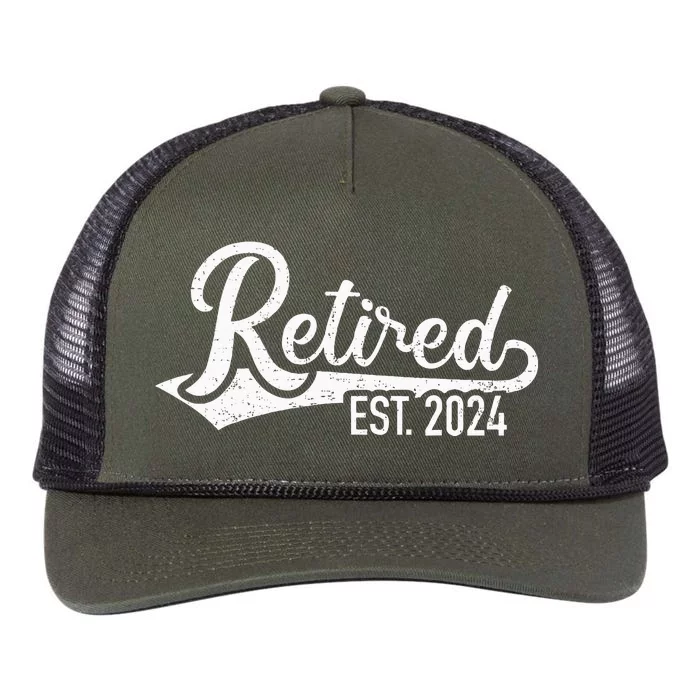 Retired 2024 For Coworker Retirement And Pensioner Retro Rope Trucker Hat Cap