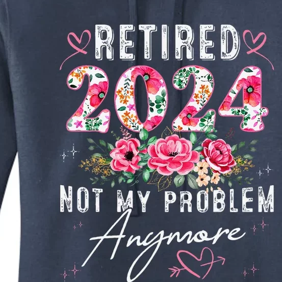 Retired 2024 Funny Retirement Gifts 2024 Floral Women's Pullover Hoodie