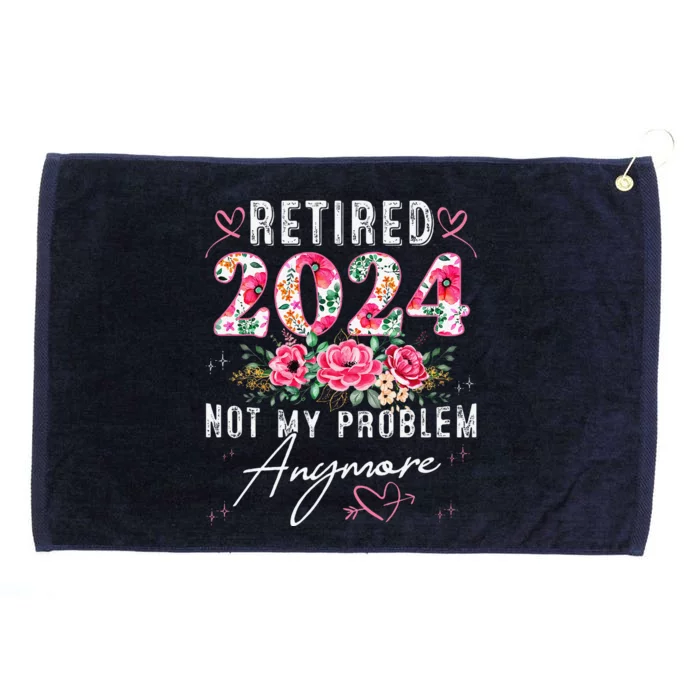 Retired 2024 Funny Retirement Gifts 2024 Floral Grommeted Golf Towel