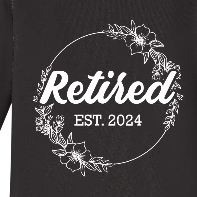 Retired 2024 Gift Floral With Flowers In Retirement Baby Long Sleeve Bodysuit