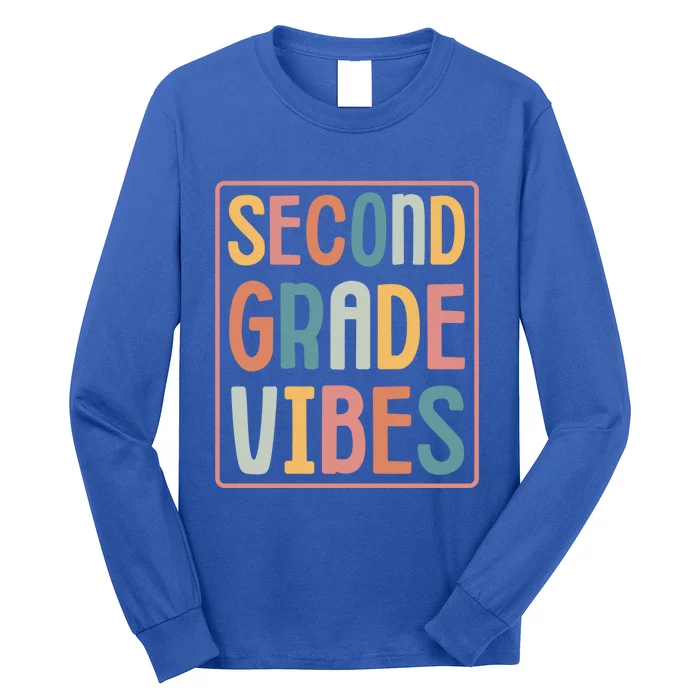 Retro 2Nd Grade Vibes Second Grade Teacher Back To School Funny Gift Long Sleeve Shirt