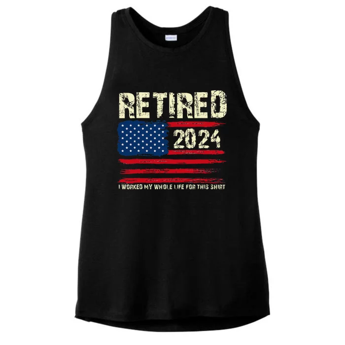 Retired 2024 I Worked My Whole Life For This Retirement Ladies Tri-Blend Wicking Tank