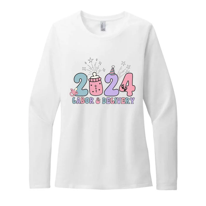 Retro 2024 Labor and Delivery Unit Nurse New Years Eve Rn Np Womens CVC Long Sleeve Shirt