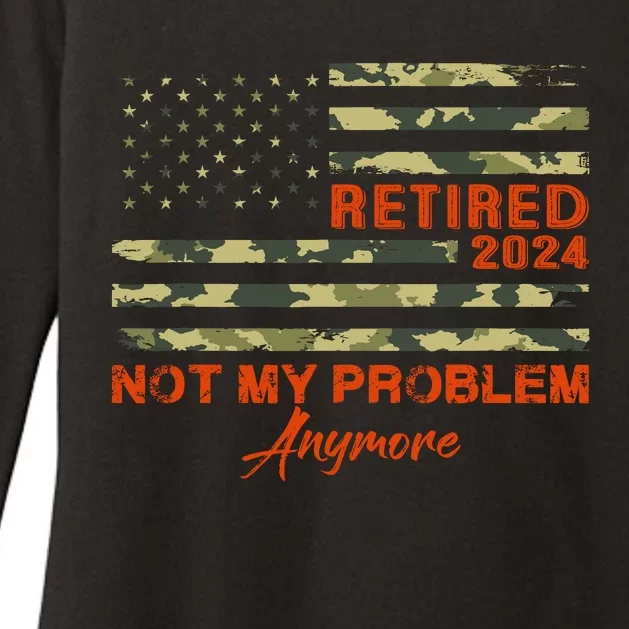 Retired 2024 Not My Problem Anymore Retirement American Flag Womens CVC Long Sleeve Shirt