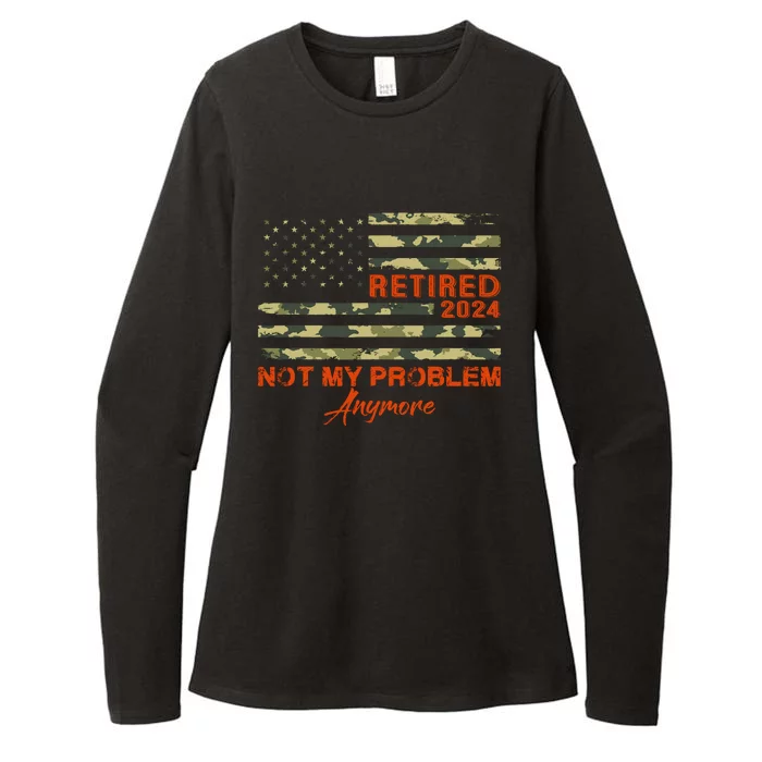 Retired 2024 Not My Problem Anymore Retirement American Flag Womens CVC Long Sleeve Shirt