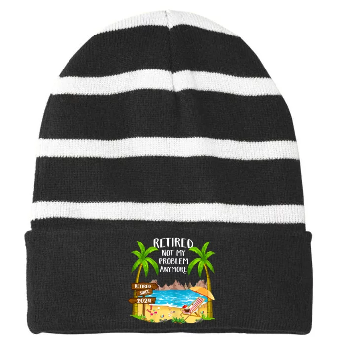 Retired 2024 Not My Problem Anymore Beach Striped Beanie with Solid Band