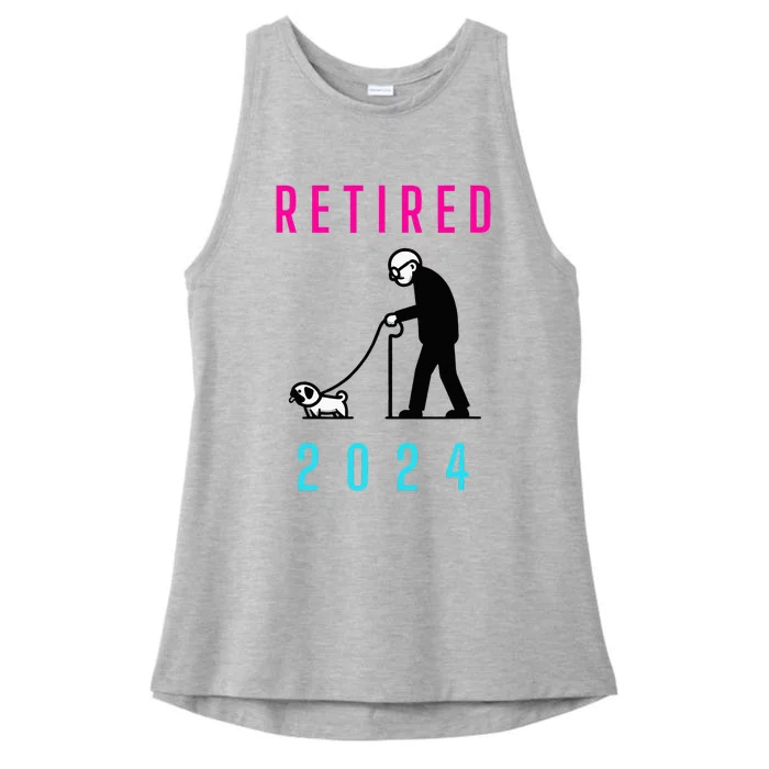 Retired 2024 Pug Owner Retirement Ladies Tri-Blend Wicking Tank