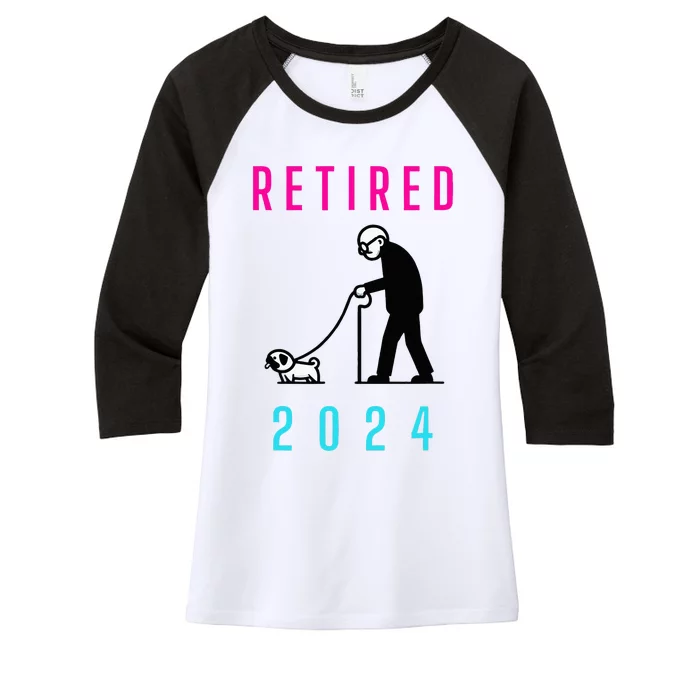 Retired 2024 Pug Owner Retirement Women's Tri-Blend 3/4-Sleeve Raglan Shirt