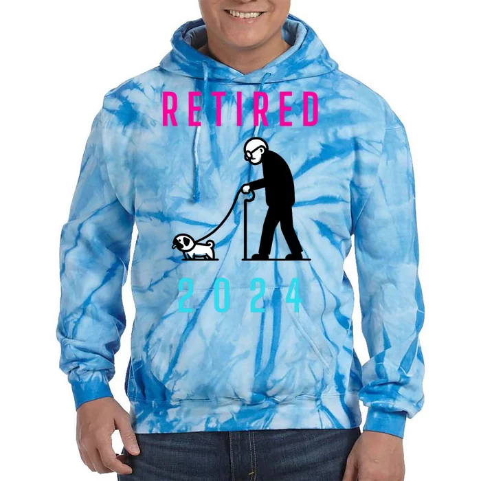 Retired 2024 Pug Owner Retirement Tie Dye Hoodie