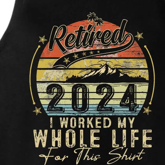 Retired 2024 Retirement Humor Ladies Tri-Blend Wicking Tank