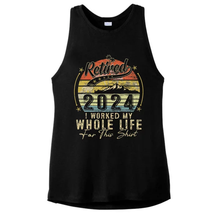 Retired 2024 Retirement Humor Ladies Tri-Blend Wicking Tank