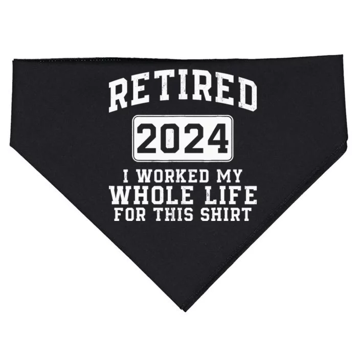 Retired 2024 Retirement Humor USA-Made Doggie Bandana