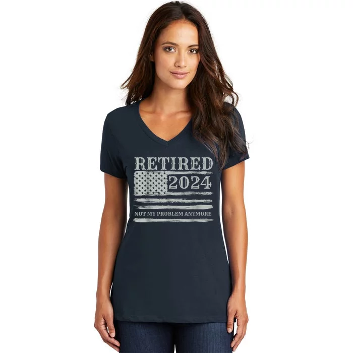 Retired 2024 Retirement Women's V-Neck T-Shirt