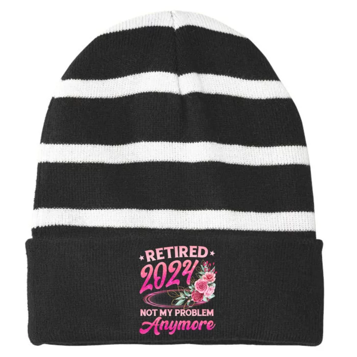 Retire 2024 Striped Beanie with Solid Band