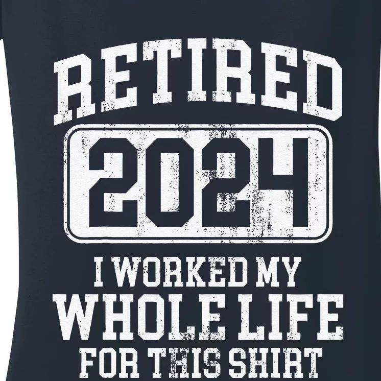 Retired 2024 Retirement Women's V-Neck T-Shirt