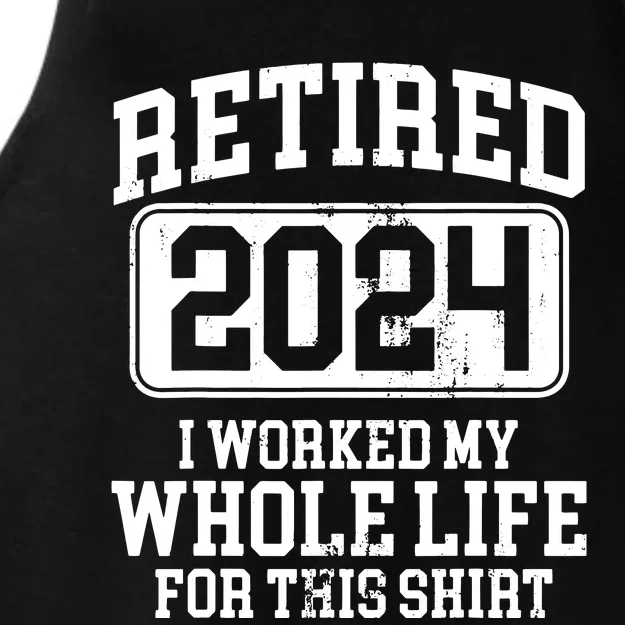 Retired 2024 Retirement Humor Ladies Tri-Blend Wicking Tank