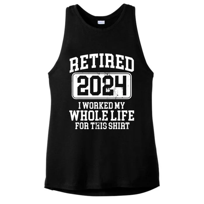 Retired 2024 Retirement Humor Ladies Tri-Blend Wicking Tank