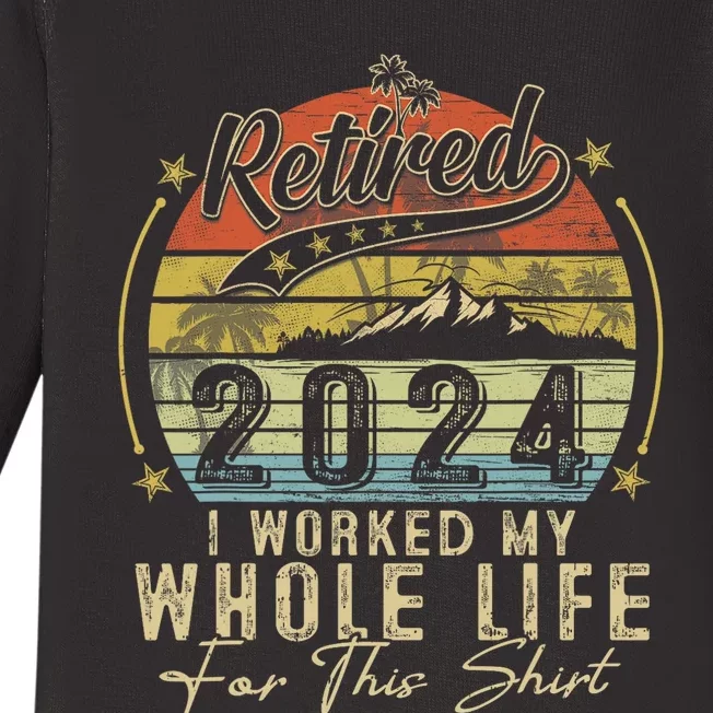 Retired 2024 Retirement Women Humor Baby Long Sleeve Bodysuit