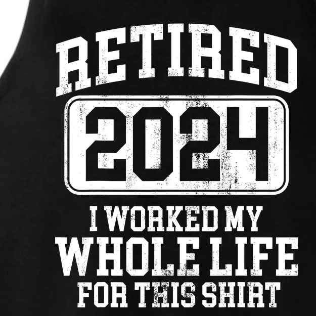 Retired 2024 Retirement Humor Ladies Tri-Blend Wicking Tank