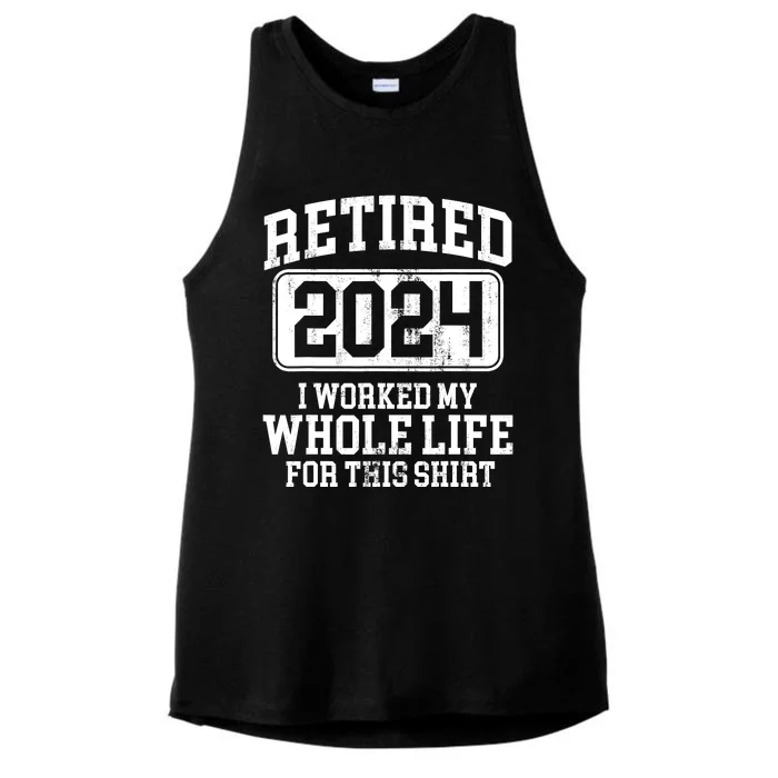 Retired 2024 Retirement Humor Ladies Tri-Blend Wicking Tank