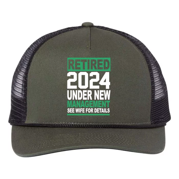 Retired 2024 Under New Management See Wife For Details Retro Rope Trucker Hat Cap