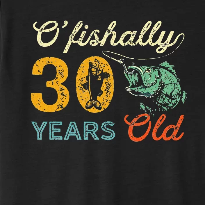 Retro 30th Birthday Fishing Gift Turning 30 Bass Fisherman ChromaSoft Performance T-Shirt