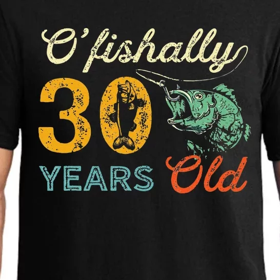 Retro 30th Birthday Fishing Gift Turning 30 Bass Fisherman Pajama Set