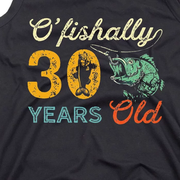 Retro 30th Birthday Fishing Gift Turning 30 Bass Fisherman Tank Top