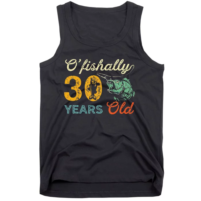 Retro 30th Birthday Fishing Gift Turning 30 Bass Fisherman Tank Top