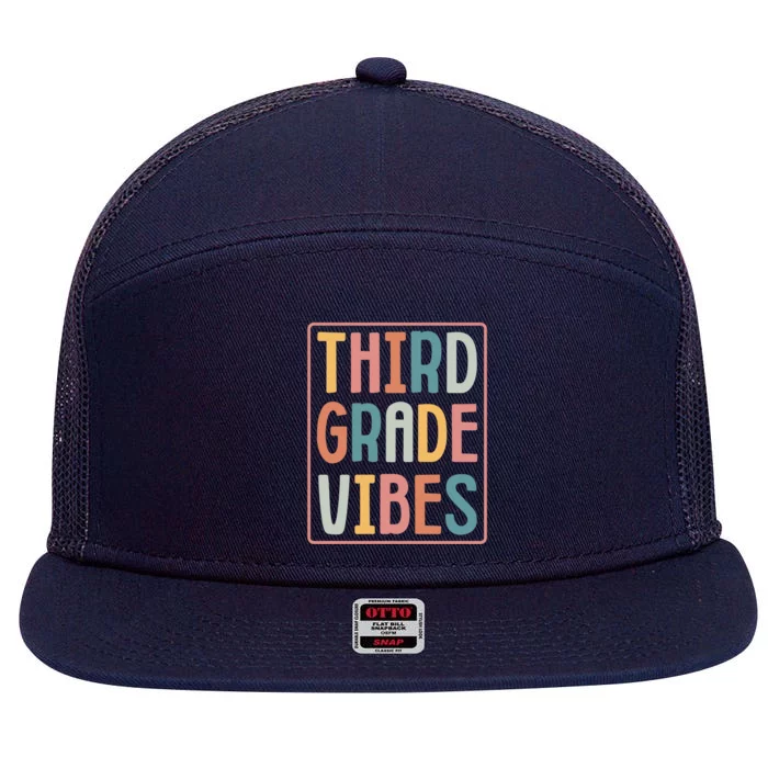 Retro 3Rd Grade Vibes Third Grade Teacher Back To School Gift 7 Panel Mesh Trucker Snapback Hat