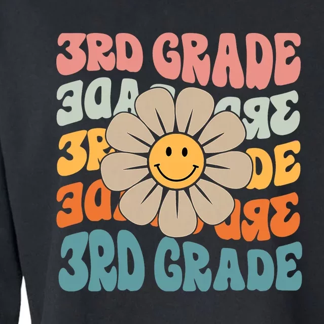 Retro 3rd Grade Daisy Colorful Back To School Third Grade Cropped Pullover Crew