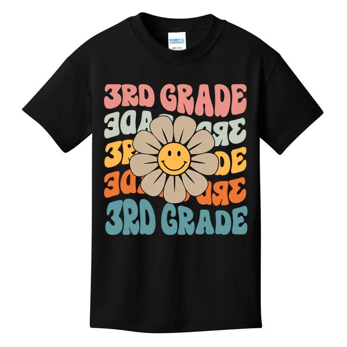 Retro 3rd Grade Daisy Colorful Back To School Third Grade Kids T-Shirt