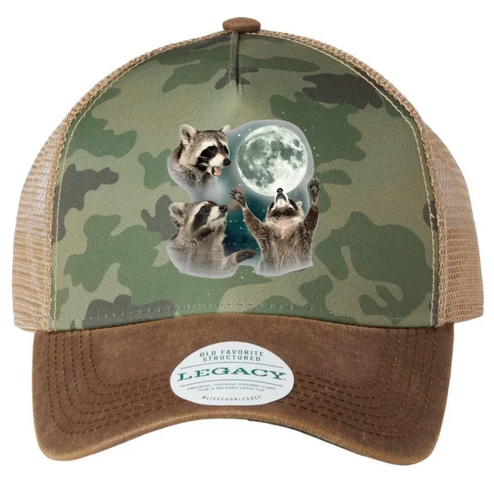 Raccoon 3 Racoons Howling At Moon Legacy Tie Dye Trucker Hat