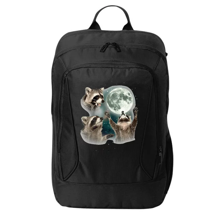 Raccoon 3 Racoons Howling At Moon City Backpack