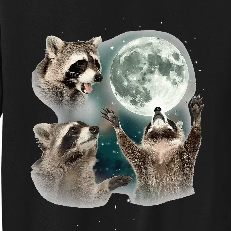 Raccoon 3 Racoons Howling At Moon Tall Sweatshirt