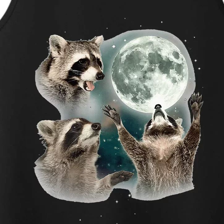 Raccoon 3 Racoons Howling At Moon Performance Tank