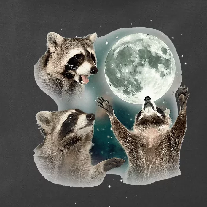 Raccoon 3 Racoons Howling At Moon Zip Tote Bag