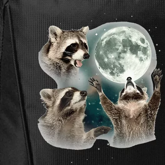 Raccoon 3 Racoons Howling At Moon Funny Weird Cursed City Backpack