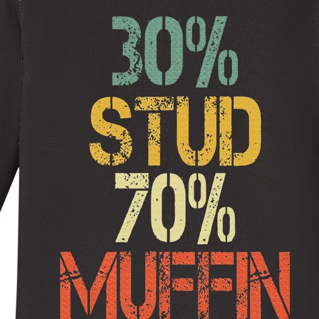 Retro 30 Stud 70 Muffin Sarcasm Dad Bod Figure Baby Long Sleeve Bodysuit