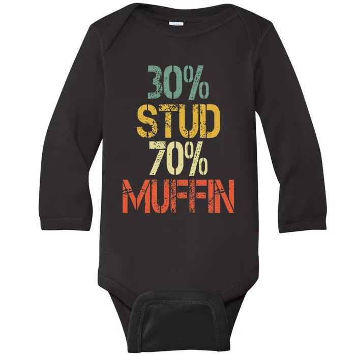 Retro 30 Stud 70 Muffin Sarcasm Dad Bod Figure Baby Long Sleeve Bodysuit