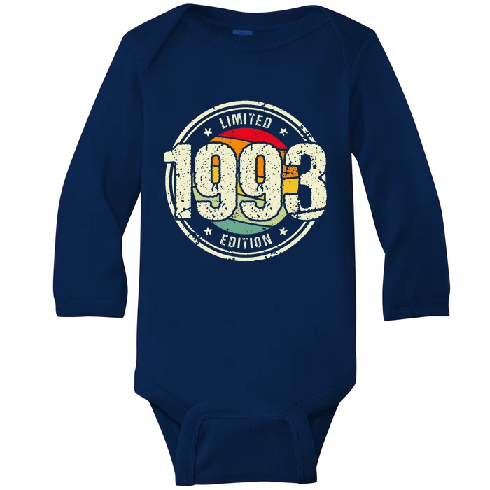 Retro 30 Year Old Vintage 1993 Limited Edition 30th Birthday Baby Long Sleeve Bodysuit