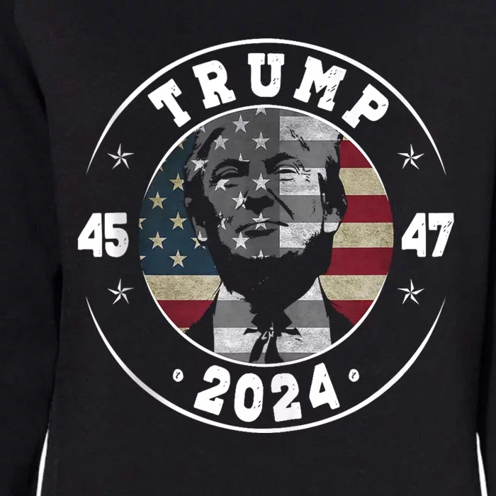 Retro 45 47 Trump 2024 American Flag Womens California Wash Sweatshirt