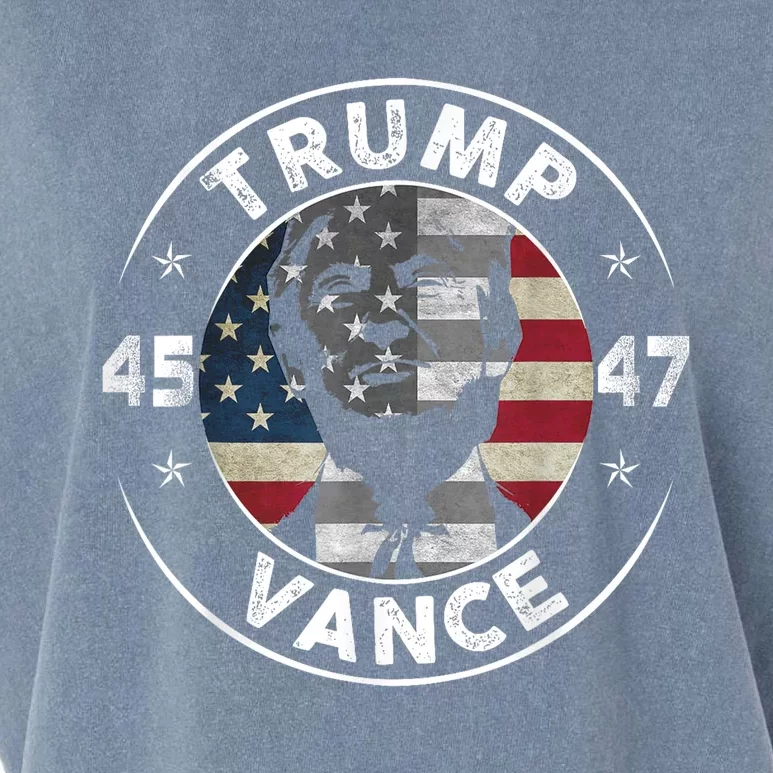 Retro 45 47 Trump Vance 2024 Vote Trump American Flag Garment-Dyed Women's Muscle Tee