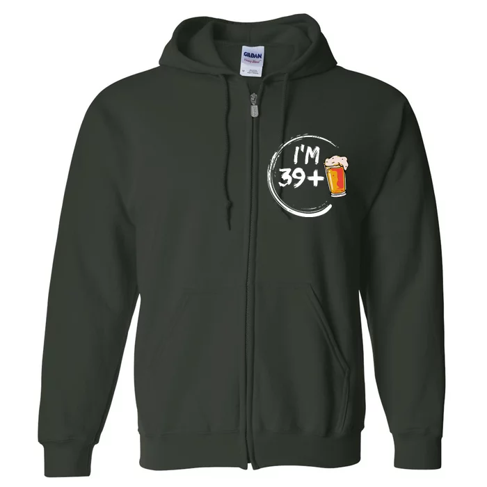 Retro 40th Birthday Beer Lover Full Zip Hoodie