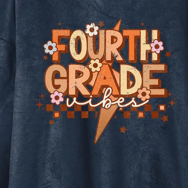 Retro 4th Grade Vibes First Day Of School Back To School Hooded Wearable Blanket