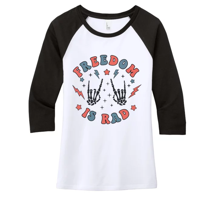 Radiology 4th Of July Freedom Is Rad Women's Tri-Blend 3/4-Sleeve Raglan Shirt